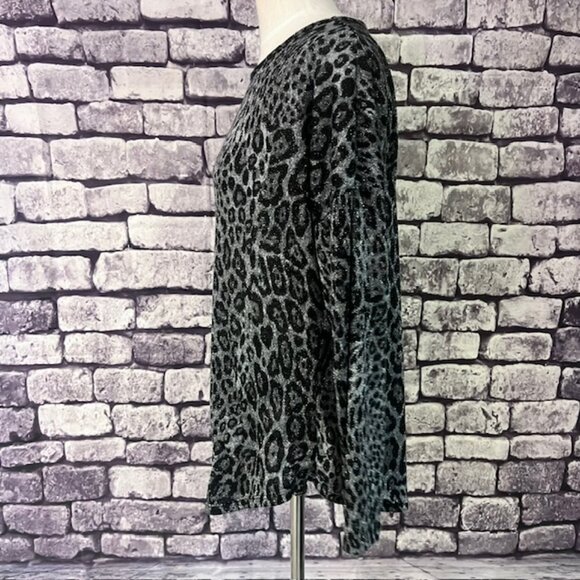 INC Black, Gray & Silver Long Sleeve Pullover Blouse Size M - Picture 4 of 9